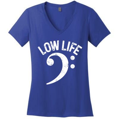 Bass Clef Low Life Music Marching Band Low Brass Bass Note Women's V-Neck T-Shirt