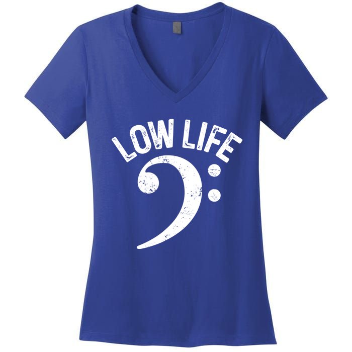 Bass Clef Low Life Music Marching Band Low Brass Bass Note Women's V-Neck T-Shirt