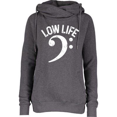 Bass Clef Low Life Music Marching Band Low Brass Bass Note Womens Funnel Neck Pullover Hood