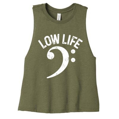 Bass Clef Low Life Music Marching Band Low Brass Bass Note Women's Racerback Cropped Tank