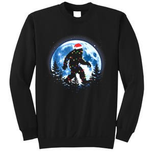 Bigfoot Christmas Lights Santa Hat Sasquatch Moon Xmas Sweatshirt