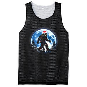 Bigfoot Christmas Lights Santa Hat Sasquatch Moon Xmas Mesh Reversible Basketball Jersey Tank