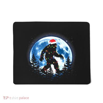 Bigfoot Christmas Lights Santa Hat Sasquatch Moon Xmas Mousepad