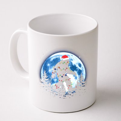 Bigfoot Christmas Lights Santa Hat Sasquatch Moon Xmas Coffee Mug