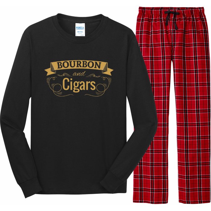 Bourbon Cigar Lover Smoking Gift Grandpa Long Sleeve Pajama Set