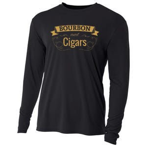 Bourbon Cigar Lover Smoking Gift Grandpa Cooling Performance Long Sleeve Crew