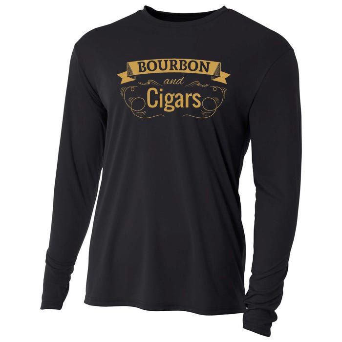 Bourbon Cigar Lover Smoking Gift Grandpa Cooling Performance Long Sleeve Crew