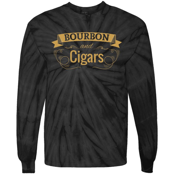 Bourbon Cigar Lover Smoking Gift Grandpa Tie-Dye Long Sleeve Shirt