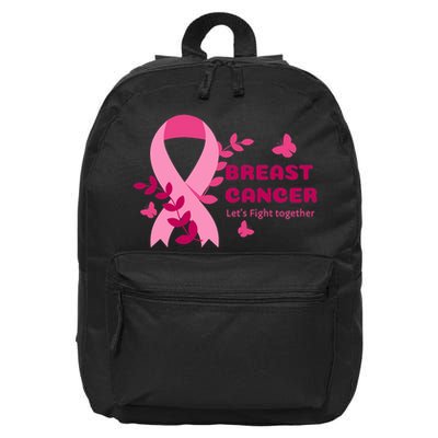 Breast Cancer LetS Fight Together Ribbon 16 in Basic Backpack