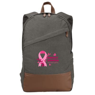 Breast Cancer LetS Fight Together Ribbon Cotton Canvas Backpack