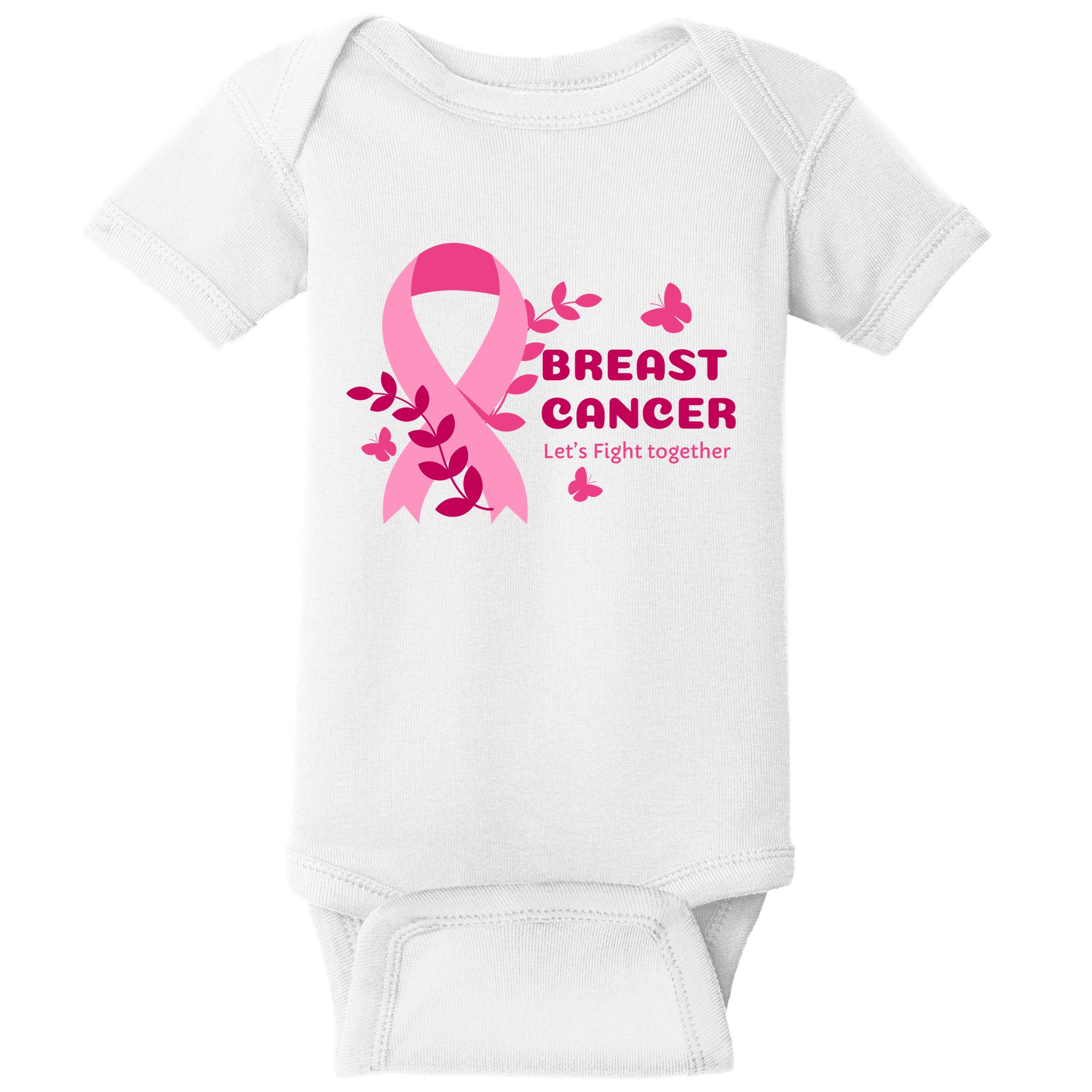 Breast Cancer LetS Fight Together Ribbon Baby Bodysuit