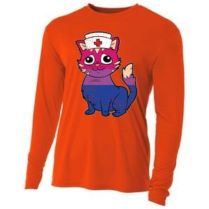 Bisexual Cat Lgbtq Retro Pride Kitten Rn Nursing Nurse Gift Cooling Performance Long Sleeve Crew