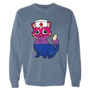 Bisexual Cat Lgbtq Retro Pride Kitten Rn Nursing Nurse Gift Garment-Dyed Sweatshirt