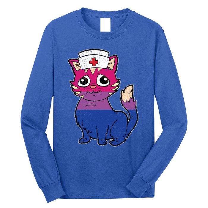 Bisexual Cat Lgbtq Retro Pride Kitten Rn Nursing Nurse Gift Long Sleeve Shirt