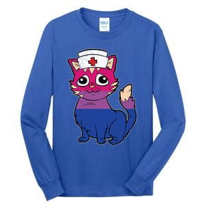 Bisexual Cat Lgbtq Retro Pride Kitten Rn Nursing Nurse Gift Tall Long Sleeve T-Shirt