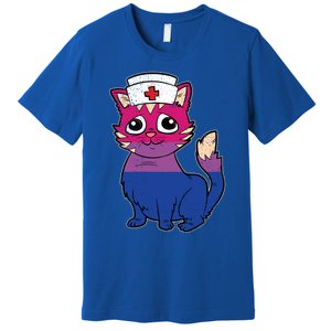 Bisexual Cat Lgbtq Retro Pride Kitten Rn Nursing Nurse Gift Premium T-Shirt