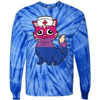 Bisexual Cat Lgbtq Retro Pride Kitten Rn Nursing Nurse Gift Tie-Dye Long Sleeve Shirt