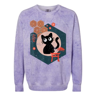 Black Cat Lover Japanese Kitten Anime Tokyo Otaku Lifestyle Colorblast Crewneck Sweatshirt