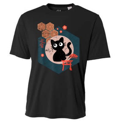 Black Cat Lover Japanese Kitten Anime Tokyo Otaku Lifestyle Cooling Performance Crew T-Shirt