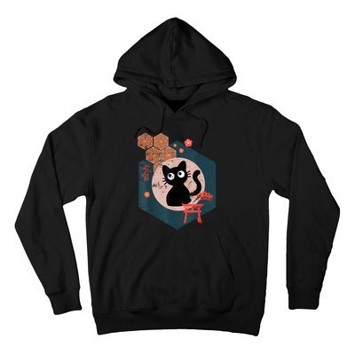 Black Cat Lover Japanese Kitten Anime Tokyo Otaku Lifestyle Hoodie