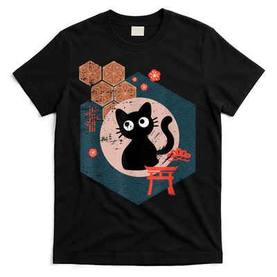 Black Cat Lover Japanese Kitten Anime Tokyo Otaku Lifestyle T-Shirt