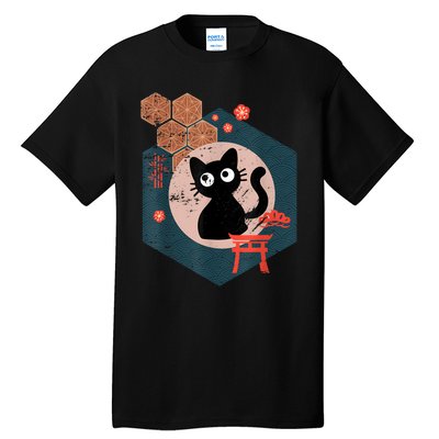 Black Cat Lover Japanese Kitten Anime Tokyo Otaku Lifestyle Tall T-Shirt