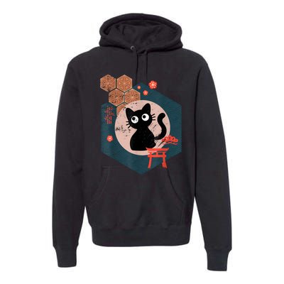 Black Cat Lover Japanese Kitten Anime Tokyo Otaku Lifestyle Premium Hoodie