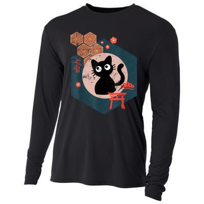 Black Cat Lover Japanese Kitten Anime Tokyo Otaku Lifestyle Cooling Performance Long Sleeve Crew