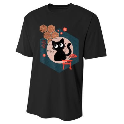 Black Cat Lover Japanese Kitten Anime Tokyo Otaku Lifestyle Performance Sprint T-Shirt