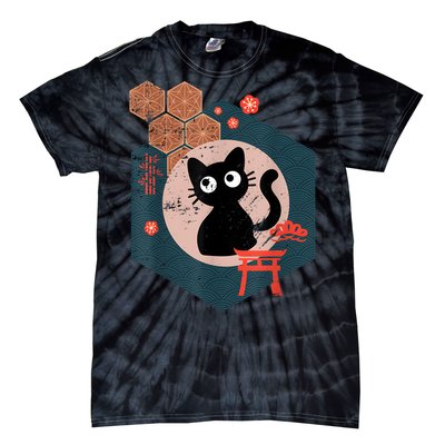 Black Cat Lover Japanese Kitten Anime Tokyo Otaku Lifestyle Tie-Dye T-Shirt