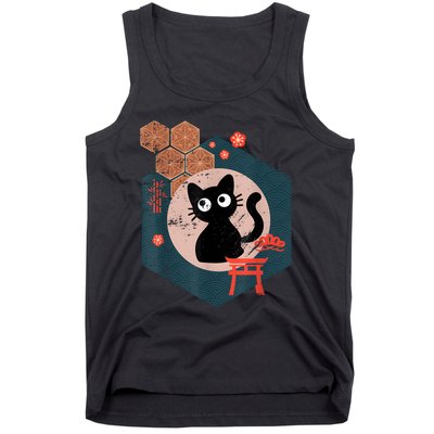 Black Cat Lover Japanese Kitten Anime Tokyo Otaku Lifestyle Tank Top