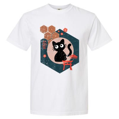 Black Cat Lover Japanese Kitten Anime Tokyo Otaku Lifestyle Garment-Dyed Heavyweight T-Shirt