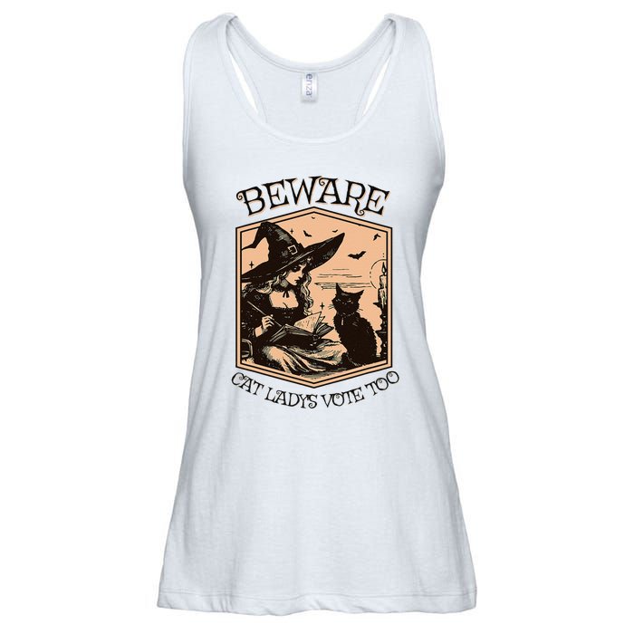 Beware Cat Ladies Vote Too Kamala Harris Halloween Witch Ladies Essential Flowy Tank