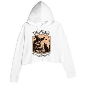 Beware Cat Ladies Vote Too Kamala Harris Halloween Witch Crop Fleece Hoodie