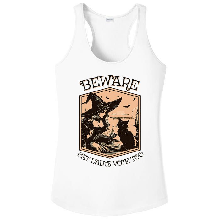 Beware Cat Ladies Vote Too Kamala Harris Halloween Witch Ladies PosiCharge Competitor Racerback Tank