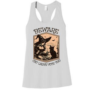 Beware Cat Ladies Vote Too Kamala Harris Halloween Witch Women's Racerback Tank