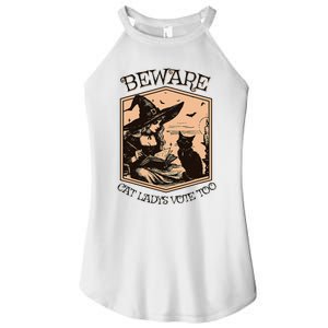 Beware Cat Ladies Vote Too Kamala Harris Halloween Witch Women's Perfect Tri Rocker Tank