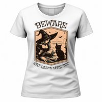 Beware Cat Ladies Vote Too Kamala Harris Halloween Witch Women's T-Shirt