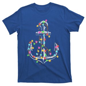 Boating Christmas Lights Anchor Santa Sailing Boat Sailor T-Shirt