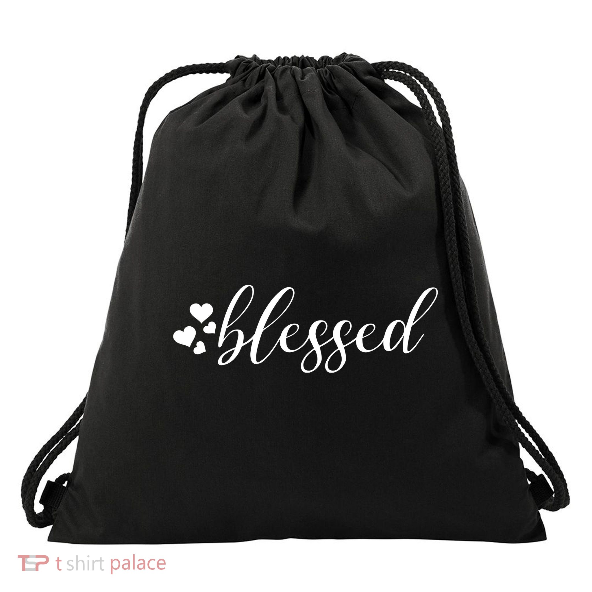 Blessed Cute Love Hearts Drawstring Bag