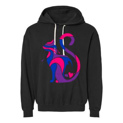 Bisexual Cat Lgbt Ally Support Cat Lover Pride Month Funny Gift Garment-Dyed Fleece Hoodie