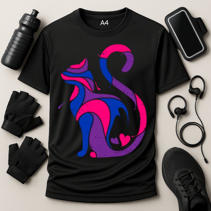 Bisexual Cat Lgbt Ally Support Cat Lover Pride Month Funny Gift Cooling Performance Crew T-Shirt