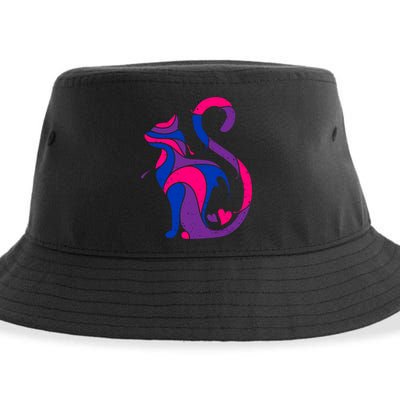 Bisexual Cat Lgbt Ally Support Cat Lover Pride Month Funny Gift Sustainable Bucket Hat