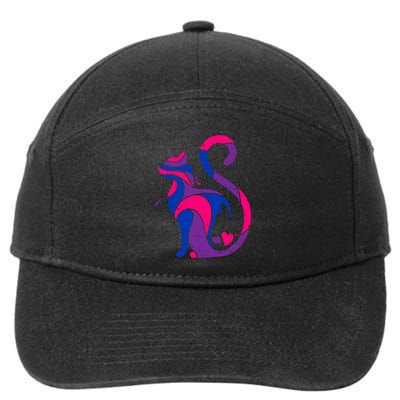 Bisexual Cat Lgbt Ally Support Cat Lover Pride Month Funny Gift 7-Panel Snapback Hat