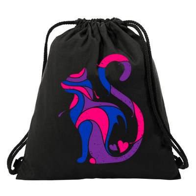 Bisexual Cat Lgbt Ally Support Cat Lover Pride Month Funny Gift Drawstring Bag