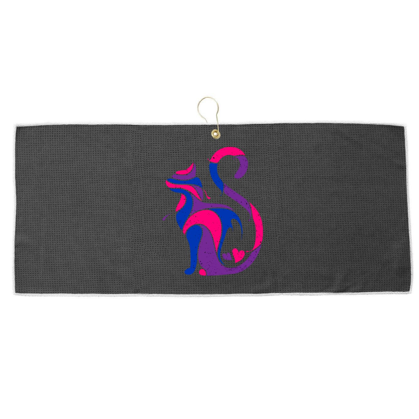 Bisexual Cat Lgbt Ally Support Cat Lover Pride Month Funny Gift Large Microfiber Waffle Golf Towel
