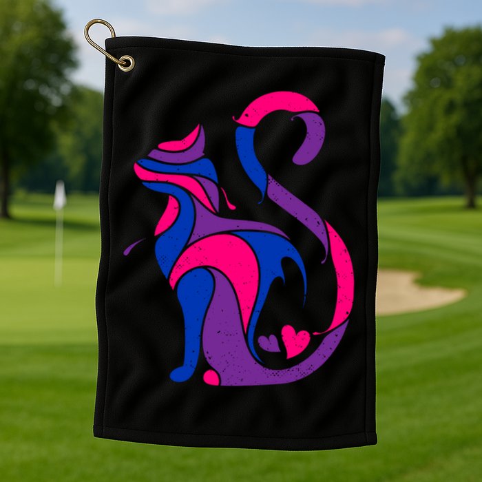 Bisexual Cat Lgbt Ally Support Cat Lover Pride Month Funny Gift Golf Towel