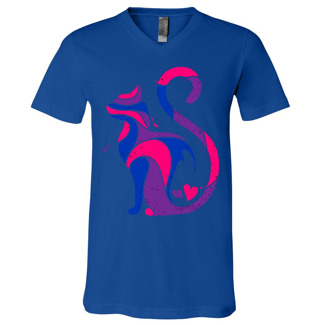 Bisexual Cat Lgbt Ally Support Cat Lover Pride Month Funny Gift V-Neck T-Shirt