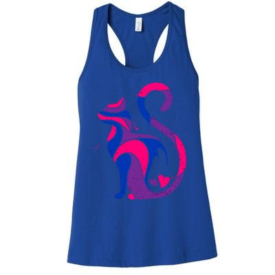 Bisexual Cat Lgbt Ally Support Cat Lover Pride Month Funny Gift Women's Racerback Tank