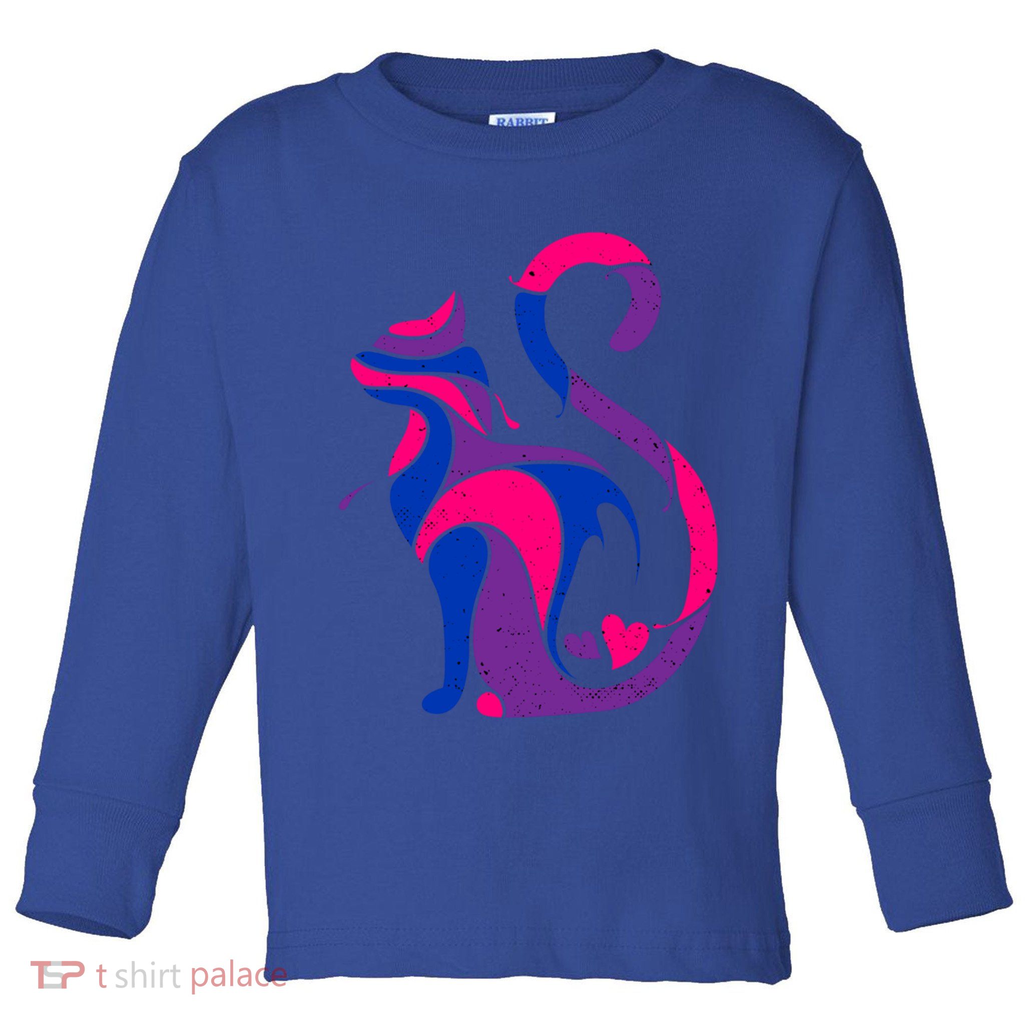 Bisexual Cat Lgbt Ally Support Cat Lover Pride Month Funny Gift Toddler Long Sleeve Shirt